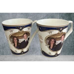 Royal Crest Prince William Catherine Middleton Royal Wedding 2 Tea Coffee Cups